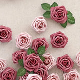 NNETM 25pcs Real Touch Artificial Roses - Cinnamon Rose & Shabby Pink