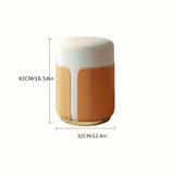 NNETM mporary Leather Splicing Round Dressing Stool - White & Orange