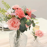 NNETM 25-Piece Retro Deep and Light Coral Artificial Roses Set with Real Touch Feel
