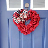 NNETM Valentine's Day Wrinkled Hemp Rope Heart-shaped Wreath