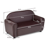 NNECW Kid Armrest Sofa Chair with PVC Leather and Wood Frame