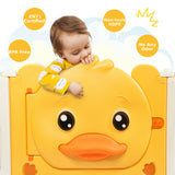 NNECW Foldable Baby Playpen with Cute Yellow Duck Pattern