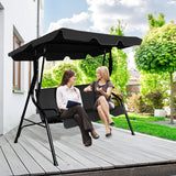 NNECW 3 Seat Outdoor Patio Swing Chair with Adjustable Canopy for Backyard/Balcony