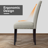 NNECW 2 Pieces Fabric Dining Chairs with Upholstered Seat &amp Nailhead Trim-Beige