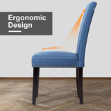 NNECW 2 Pieces Fabric Dining Chairs with Upholstered Seat &amp Nailhead Trim-Blue