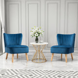 NNECW Velvet Accent Chair with Solid Rubber Wood Legs for Dining Room Blue