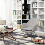 NNECW Accent Rocking Chair with Solid Steel Wood Leg for Bedroom