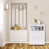 NNECW Wooden Storage Cabinet with Lamellar Doors and Shelf for Bathroom