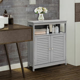 NNECW Storage Cabinet with Lamellar Doors and Shelf for Bathroom