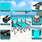 NNECW 2-Person Folding Canopy Chairs with Sun Shade for Beach