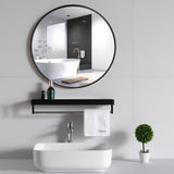 NNECW 60cm Round Wall Mirror with Metal Frame for Washroom