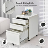 NNECW 3-Drawer Rolling File Cabinet with 2 Keys and Handles-White