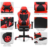 NNECW Adjustable Gaming Chair with Health Massager Lumbar Support-Red