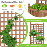 NNECW 127 cm Solid Wood Planter Bed with High Trellis
