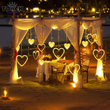 NNETM Waterproof Heart-Shaped LED Curtain String Lights - 138 LEDs, 8 Flashing Modes