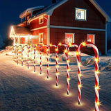 NNETM Set of 5 Solar-Powered Candy Cane Pathway Lights