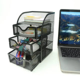 NNETM 4 Tier Mesh Desk Organizer with 3 Drawers - Efficient Desk Organization