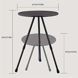 NNETM Adjustable Height Outdoor Aluminum Alloy Coffee Table - Black Round Casual Style