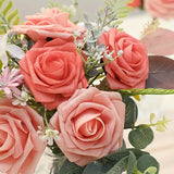 NNETM 25-Piece Retro Deep and Light Coral Artificial Roses Set with Real Touch Feel