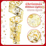 NNETM Christmas Ribbon Fairy Lights - Golden Garland
