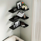 NNETM Contemporary Black Corner Floating Shelves - Set of 3