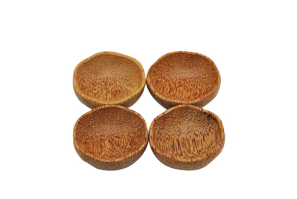 NNEDSZ of 4 Coconut Wooden Plum Bowl 15cm Natural