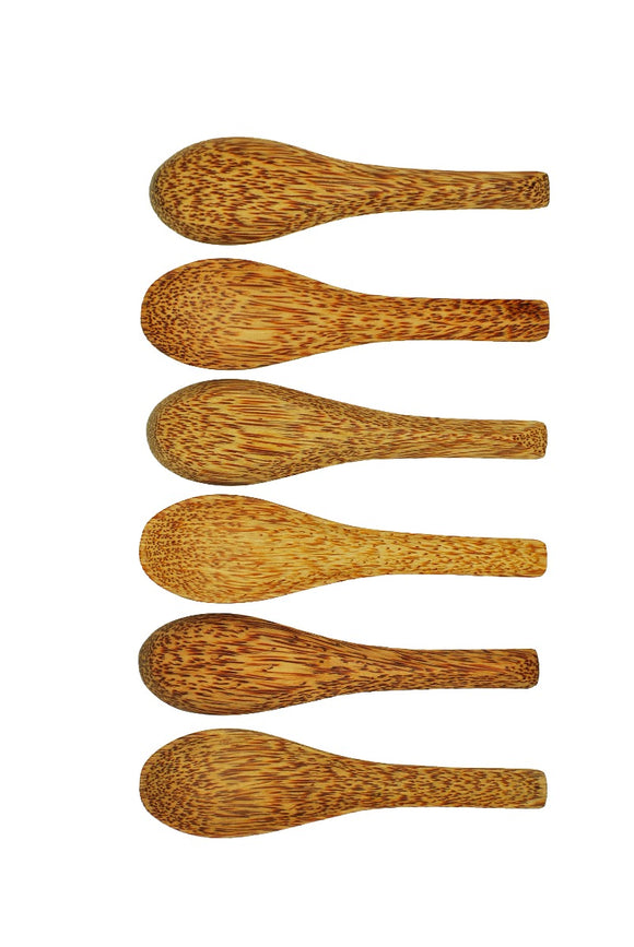 NNEDSZ of 6 Dinning Coconut wooden Soup Spoons Natural