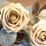 NNETM 25-Piece Golden Artificial Rose Flowers Set