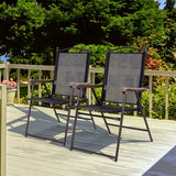 NNECW Set of 2 Patio Folding Chairs with Armrests for Garden Black