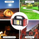NNETM Red Tactical LED Solar Camping Light - Portable Rechargeable Flashlight