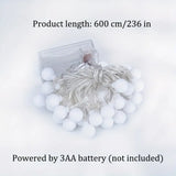 NNETM 6m LED Ball Garland Fairy String Lights for Festive Decorations - Battery-Powered