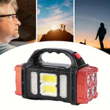 NNETM Red Tactical LED Solar Camping Light - Portable Rechargeable Flashlight