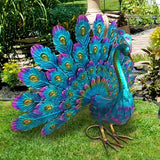 NNETM Exquisite Painted Peacock Garden Sculpture - Elegant Metal Animal Figurine for Easter
