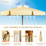 NNECW 3m Garden Parasol Umbrella Garden Outdoor Sun Shade-Beige
