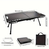 NNETM Black Liftable Folding Table: Lightweight Aluminum Alloy Portable Camping Table