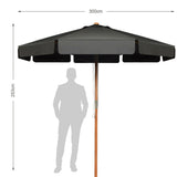 NNECW 3m Garden Parasol Umbrella Garden Outdoor Sun Shade-Grey