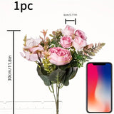 NNETM Pink Pearl Rose Peony Bouquet - Elegant Artificial Flower Arrangement