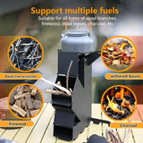 NNETM Multi-functional Iron Wood Burning Rocket Stove for Outdoor Cooking