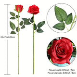 NNETM 12-Piece Realistic Artificial Rose Bouquet - Red Long Stem Roses for Floral Arrangements