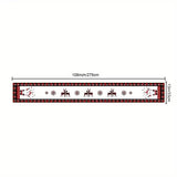 NNETM Seasonal Winter Holiday Table Runner - Red and Black Buffalo Check Plaid with Santa Claus & Snowflake Patterns