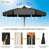 NNECW 3m Garden Parasol Umbrella Garden Outdoor Sun Shade-Grey