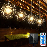 NNETM Outdoor Solar Firework Lights - 4-Pack 480 LED Starburst Hanging Lights