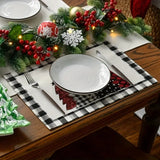 NNETM Set of 4 Buffalo Plaid Christmas Trees Placemats - Festive Winter Table Mats