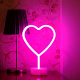 NNETM Neon Heart Light: LED Neon Signs Night Light(Pink) - Heart-Shaped Light with Holder Base