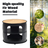 NNECW 3-tier Round Coffee Table with 2 Storage Shelves