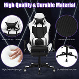 NNECW Adjustable Gaming Chair with Health Massager Lumbar Support-White
