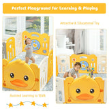 NNECW Foldable Baby Playpen with Cute Yellow Duck Pattern