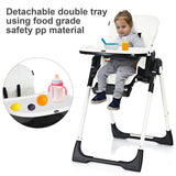 NNECW Highchair for Babies and Toddlers with Multiple Adjustable Backrest-White
