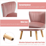 NNECW Velvet Accent Chair with Solid Rubber Wood Legs for Dining Room Pink