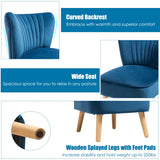 NNECW Velvet Accent Chair with Solid Rubber Wood Legs for Dining Room Blue